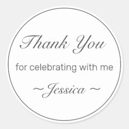 Adesivo Aniversário Branco Minimalista Moderno - Obrigado