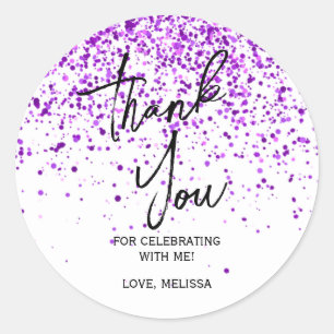 Adesivo Aniversário Branco Roxo-Roxo Estimulante Obrigado