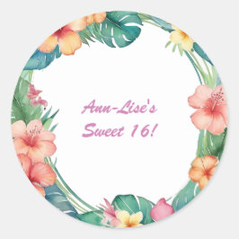 Adesivo Aniversário Colorido das Flores do Havaí