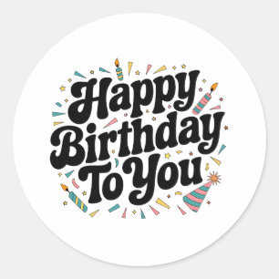 Adesivo Aniversário Confete Retro