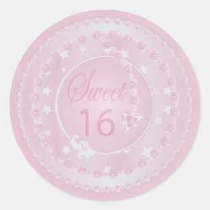 Adesivo Aniversário cor-de-rosa do doce dezesseis