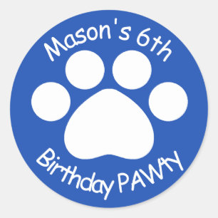 Adesivo Aniversário customizável PAWty - azul
