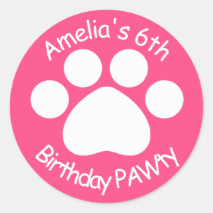 Adesivo Aniversário customizável PAWty - rosa
