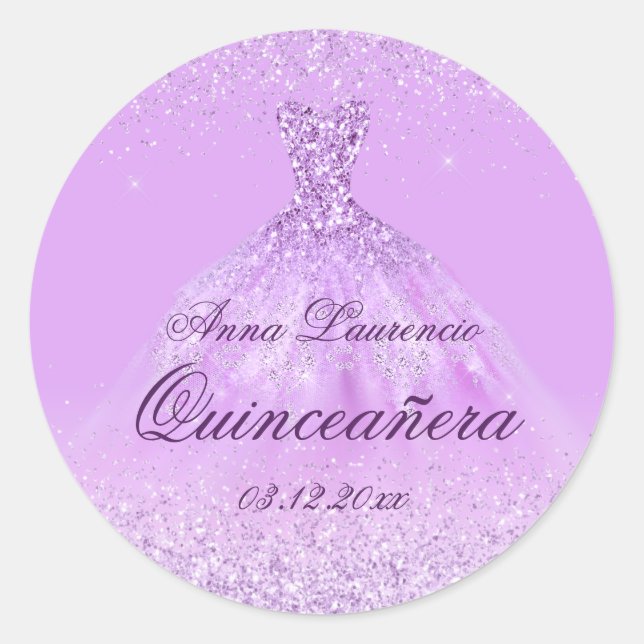Adesivo Aniversário da 15 de Quinceanera Puro Elegante (Frente)