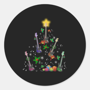 Adesivo Aniversário da Árvore de Natal Guitarrista