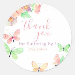 Adesivo Aniversário da Borboleta Floral Elegante