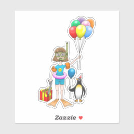 Adesivo Aniversário da Festa de Piscina de Verão