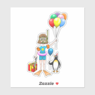 Adesivo Aniversário da Festa de Piscina de Verão