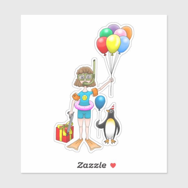 Adesivo Aniversário da Festa de Piscina de Verão (Folha)