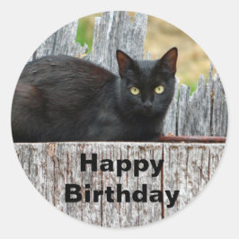 Adesivo Aniversário da Foto do Log de Gato Preto bonito