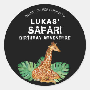 Adesivo Aniversário Da Jungle Safari Girafa Obrigado