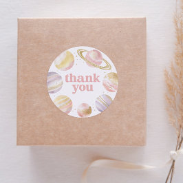 Adesivo Aniversário da Menina do Espaço Exterior Rosa