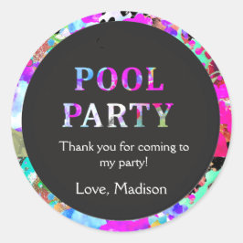 Adesivo Aniversário Da Piscina Brilhante, Qualquer Idade,