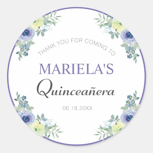 Adesivo Aniversário da Quinceañera Puro Fresca Obrigado (Frente)