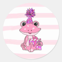 Adesivo Aniversário da Sapo Púrpura e Rosa