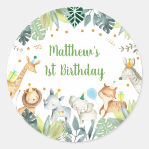 Adesivo Aniversário da Selva Animal do Partido Safari