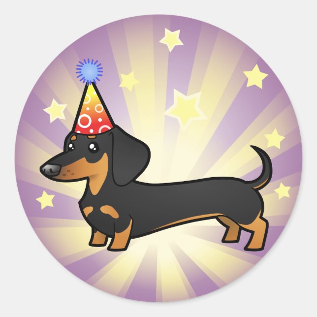 Adesivo Aniversário Dachshund (casaco suave) (Frente)