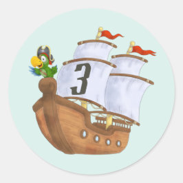 Adesivo Aniversário das Crianças de Nave Pirata com Idade