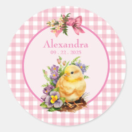 Adesivo Aniversário das Meninas Gingham Rosa