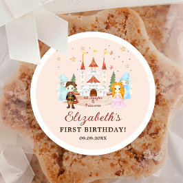 Adesivo Aniversário das princesas e cavaleiros cor-de-rosa