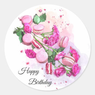 Adesivo Aniversário das Rosas Rosa de Água e das Macarõ