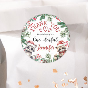 Adesivo Aniversário de 1º Natal Floresta de Inverno Obriga