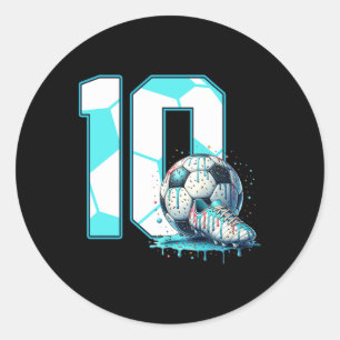 Adesivo Aniversário de 10 anos de Futebol Sorvete Drip Bd