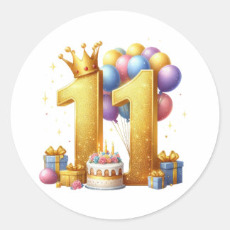 Adesivo Aniversário de 11 anos dourado