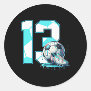Adesivo Aniversário de 13 anos de futebol Sorvete Drip Bd