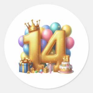 Adesivo Aniversário de 14 anos de ouro