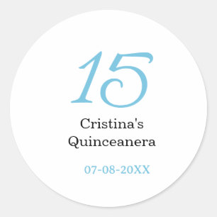 Adesivo aniversário de 15 anos da quinceanera azul preto l