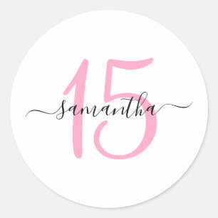 Adesivo Aniversário de 15 anos Rosa Personalizado