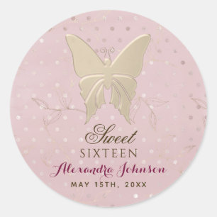 Adesivo Aniversário de 16 anos Rose Gold Sweet