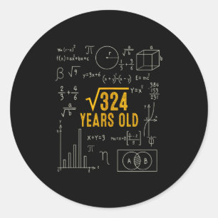 Adesivo Aniversário de 18 anos Raiz Quadrada de 324 Ama Ma