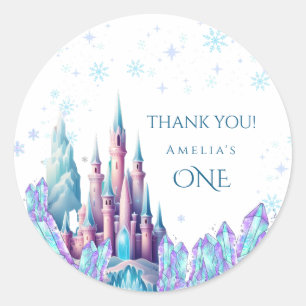 Adesivo Aniversário de 1 ano Cartoon Castle Frozen Primeir