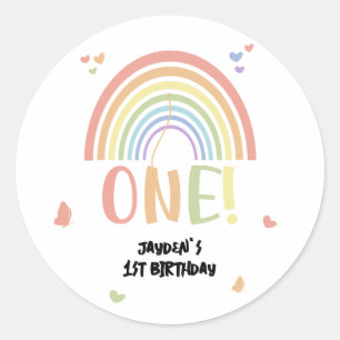 Adesivo Aniversário de 1 ano Cute Pastel Rainbow