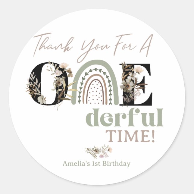 Adesivo Aniversário de 1 ano da Menina | Onederful   (Frente)