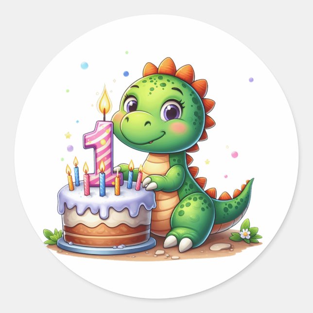 Adesivo Aniversário de 1 ano do Dino (Frente)