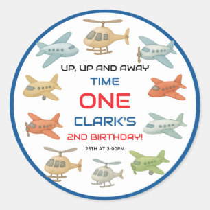 Adesivo Aniversário de 1 ano do Menino Avião Festa Diver