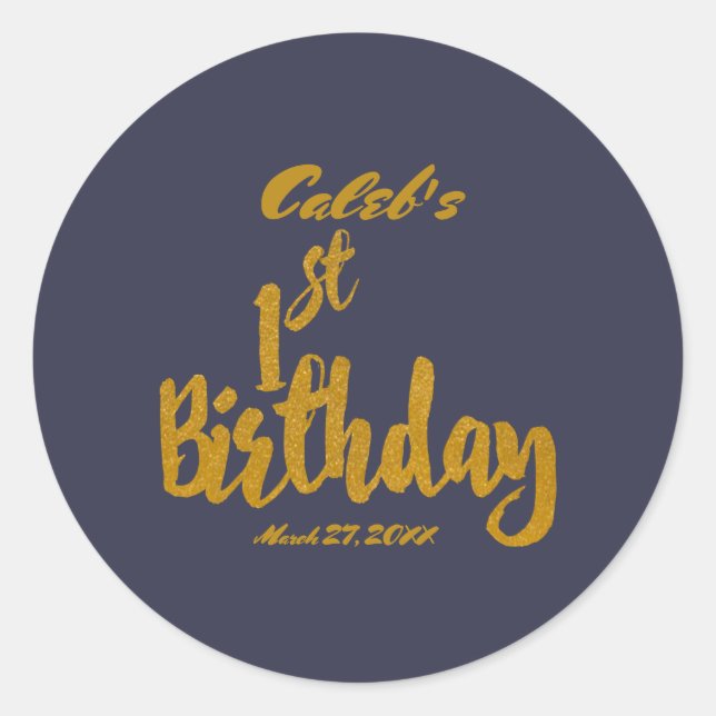 Adesivo Aniversário de 1 ano em Ouro PERSONALIZADO Qualque (Frente)