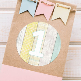 Adesivo Aniversário de 1 ano em Tons de Verde-Menta e Amar