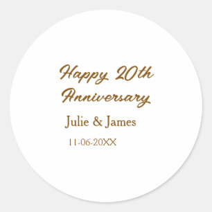Adesivo aniversário de 20 anos feliz marrom dourado nomeda