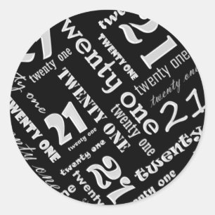 Adesivo aniversário de 21 anos