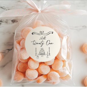 Adesivo Aniversário de 21 anos de Diversão das Velas de Bo