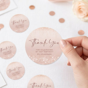 Adesivo Aniversário de 21 anos em Rose Gold Glitter