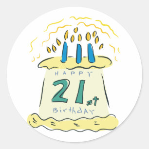 Adesivo Aniversário de 21 anos feliz!