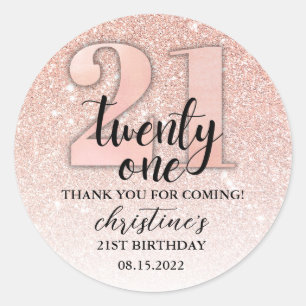 Adesivo aniversário de 21 anos Glitter Obrigado
