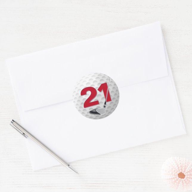 Adesivo aniversário de 21 anos Golf Ball Design (Envelope)