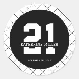 Adesivo Aniversário de 21 anos personalizado moderno e ele