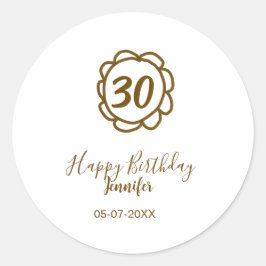 Adesivo aniversário de 30 anos adiciona nome data ano ouro